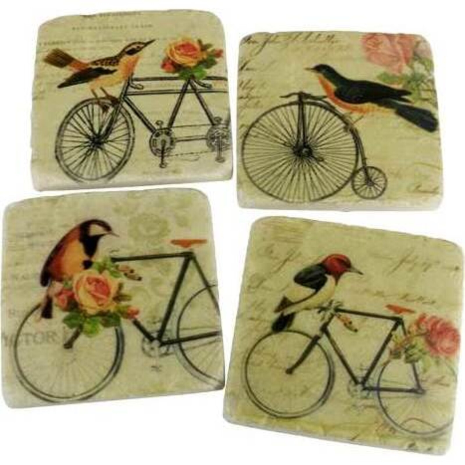 Coasters Bicycle Birds