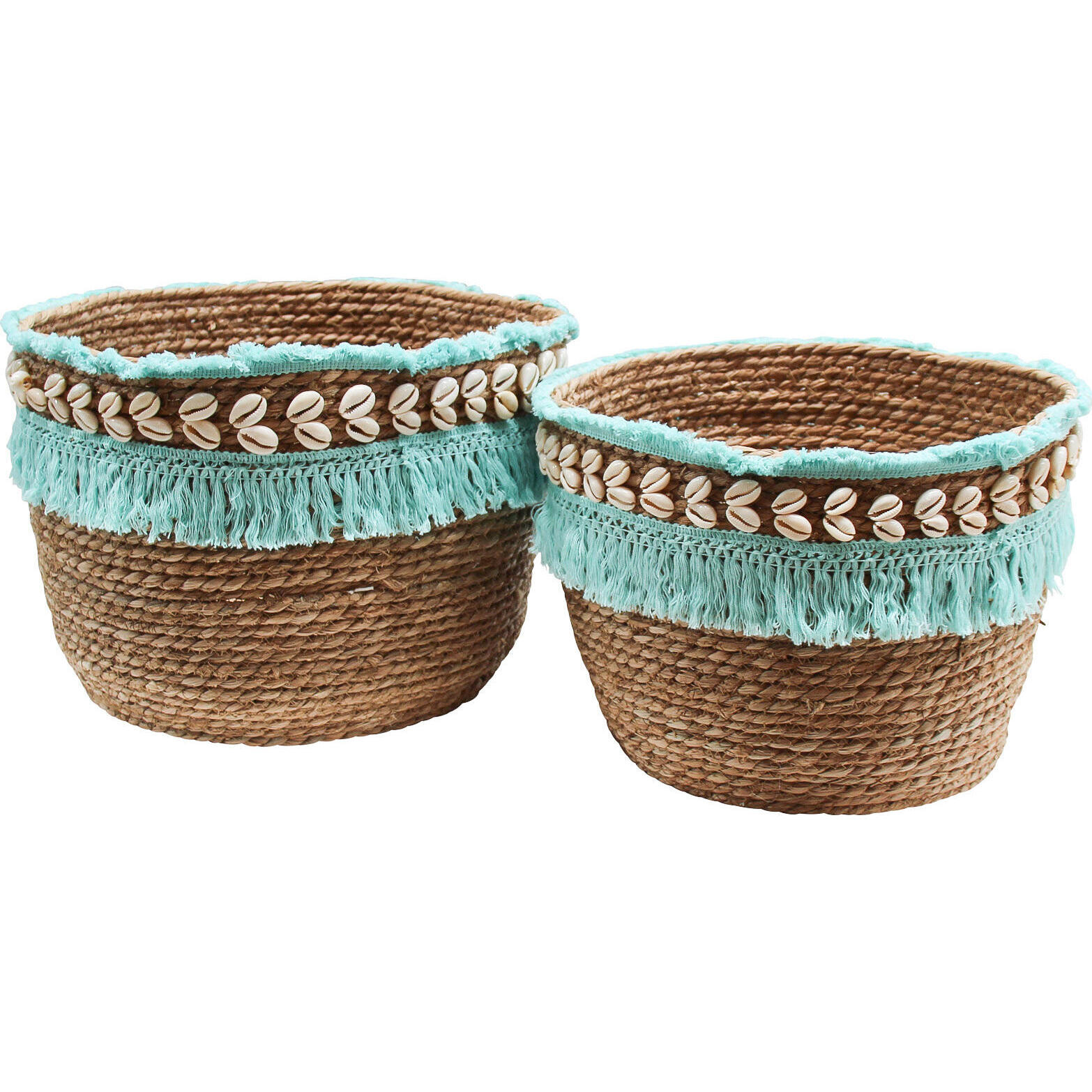 Basket Fringe Aqua Med S/2