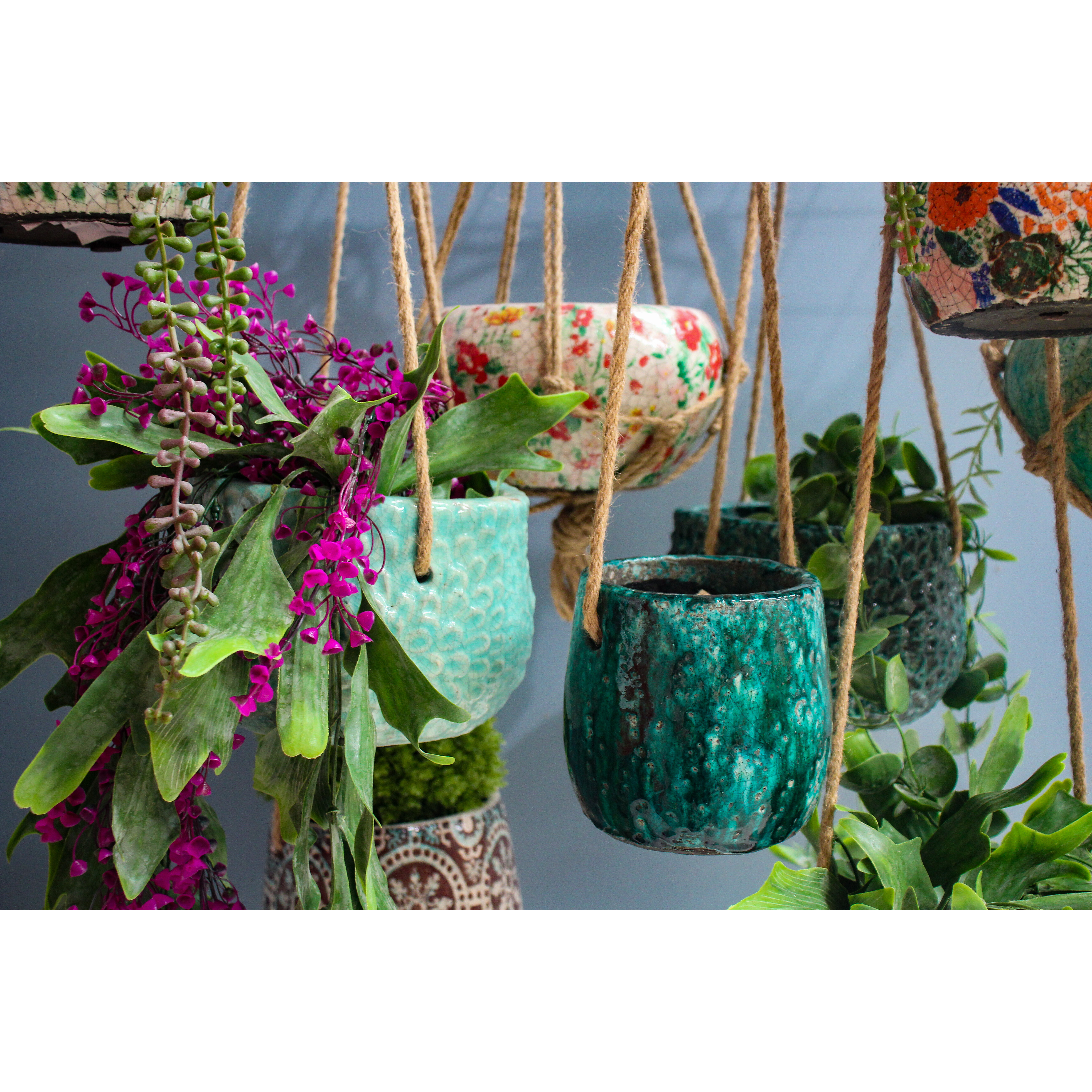 Hanging Pot Teal S/2