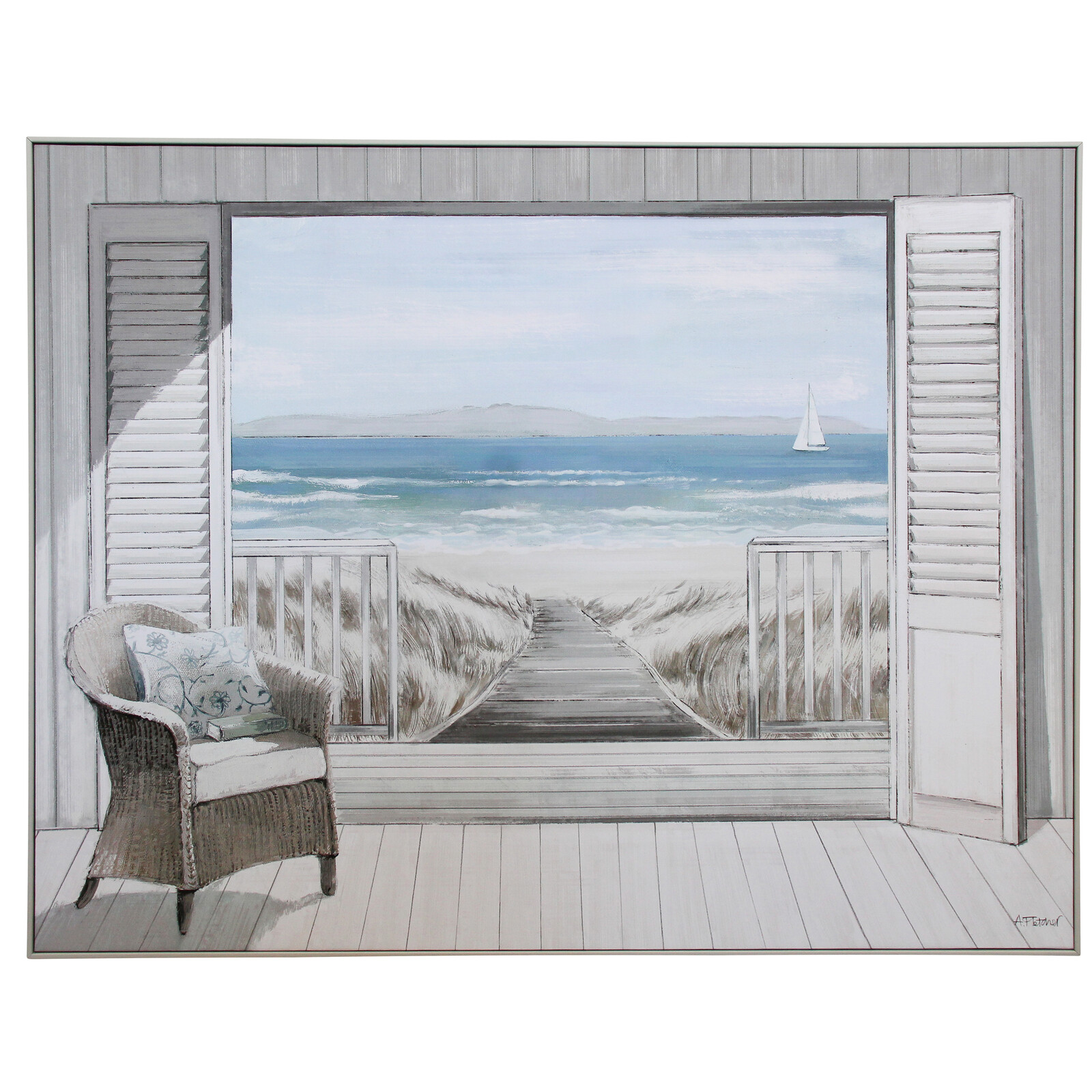 Framed Canvas Coastal View 2
