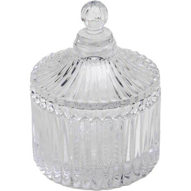 Glass Trinket Box Ribbed X Sm