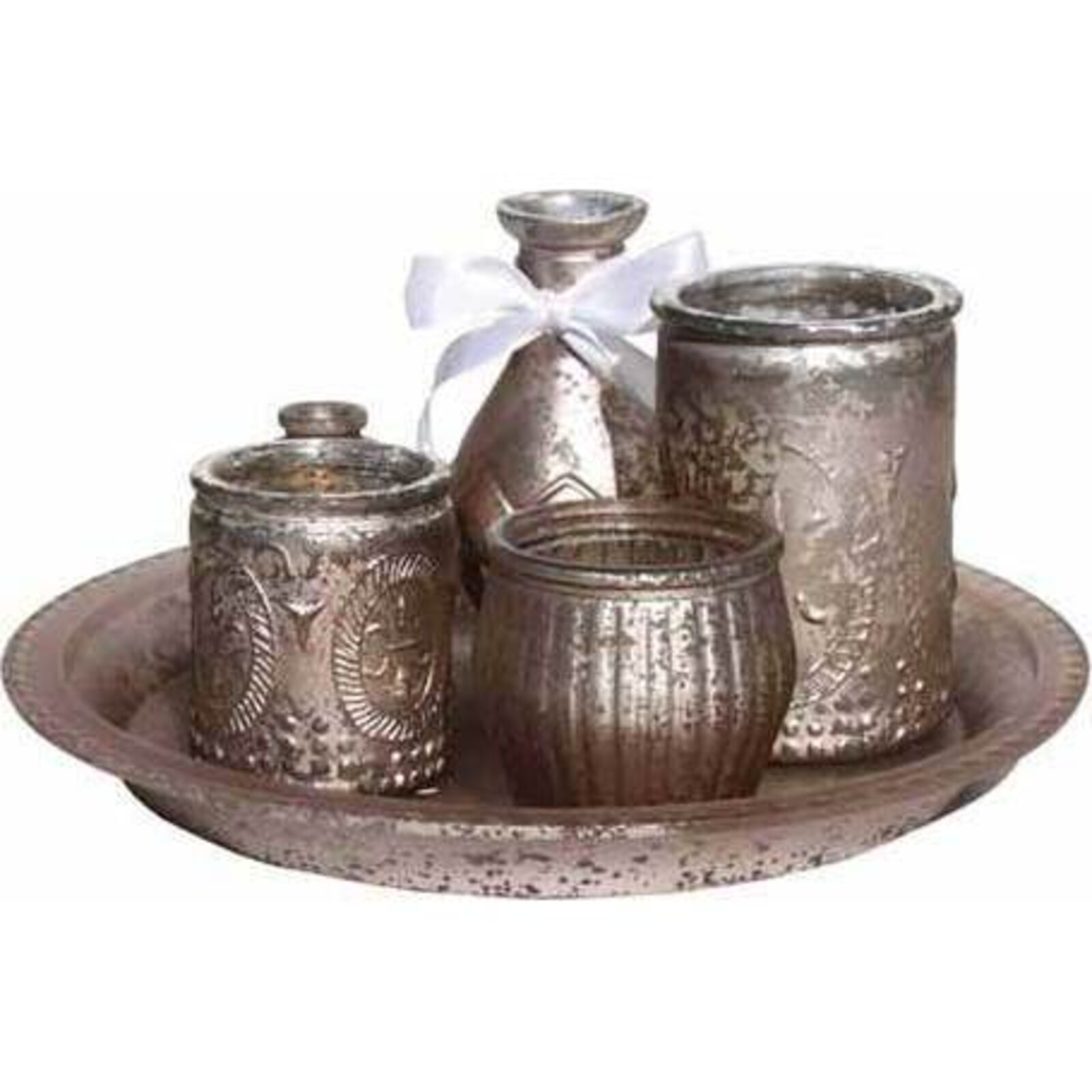 Tray with Bottles Deco Silver 