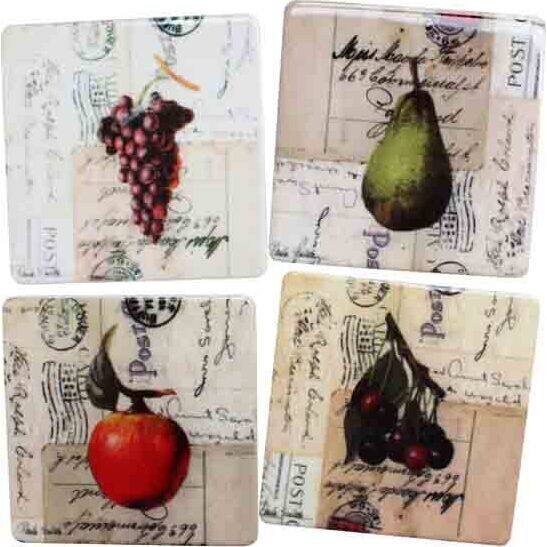 Coasters - Fruit Script - set 4