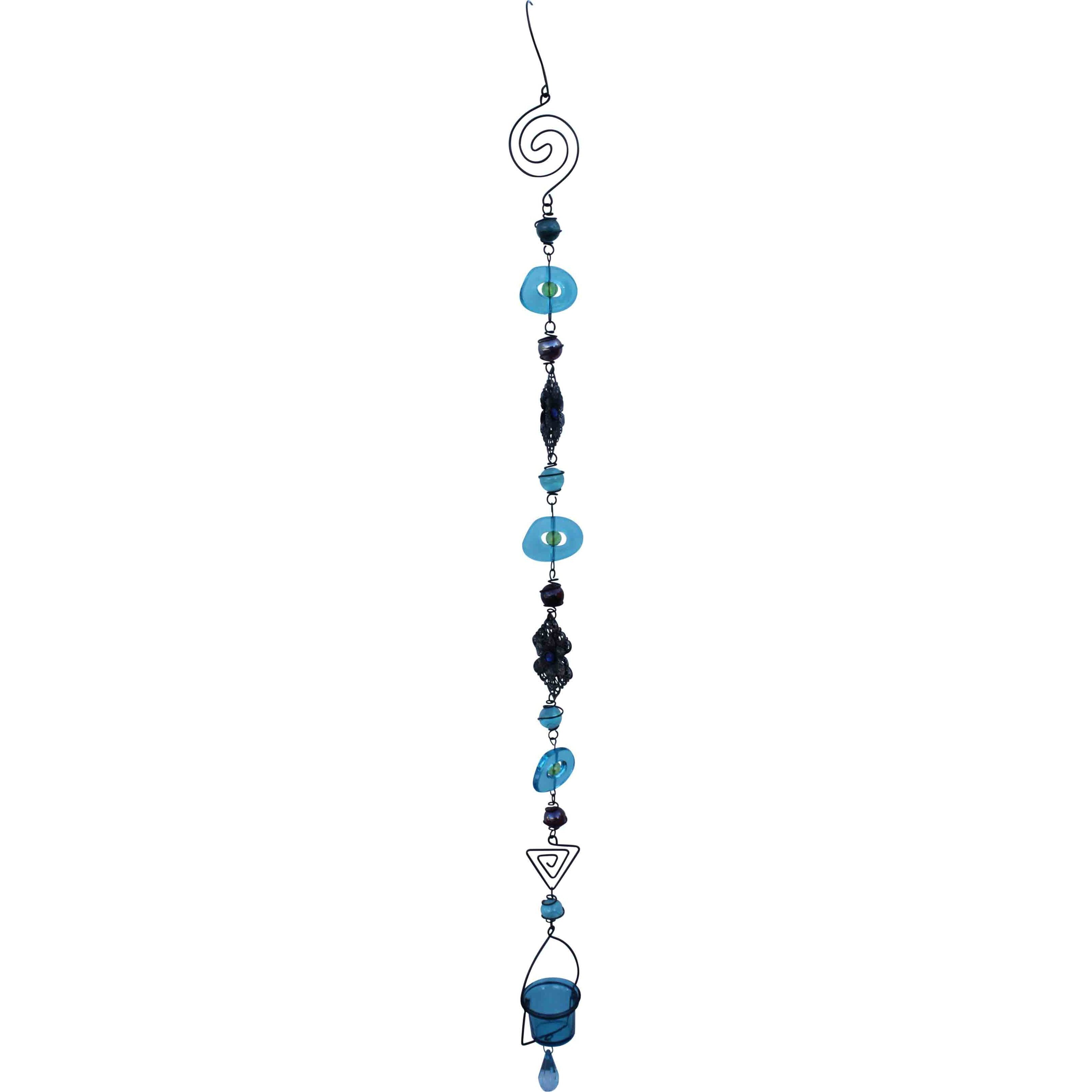 Hanging Votive - Blue Motifs