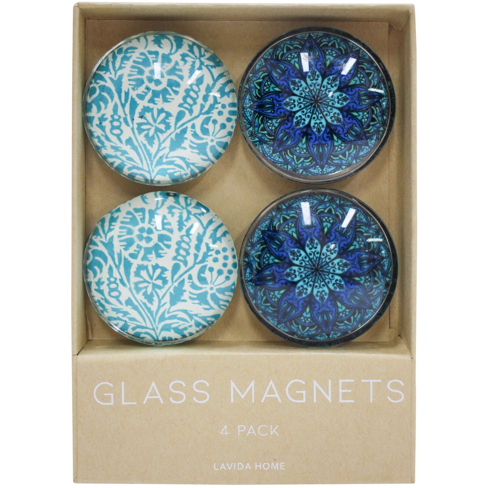 Glass Lrg Magnets S/4 Mandala