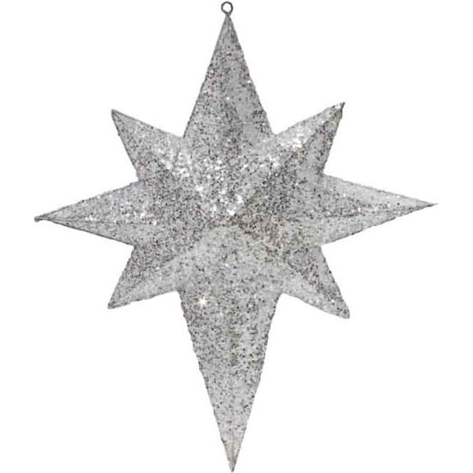 Hanging Star White Glitter Large