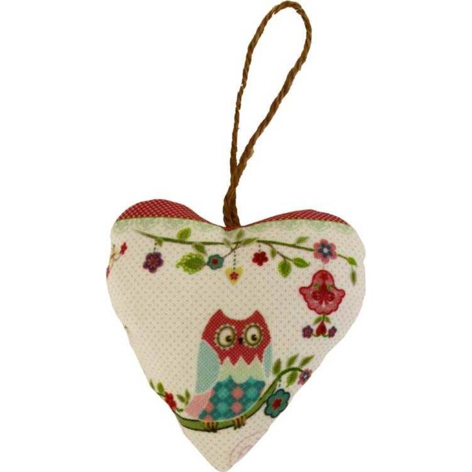 Hanging Heart - Flower Owl Pink