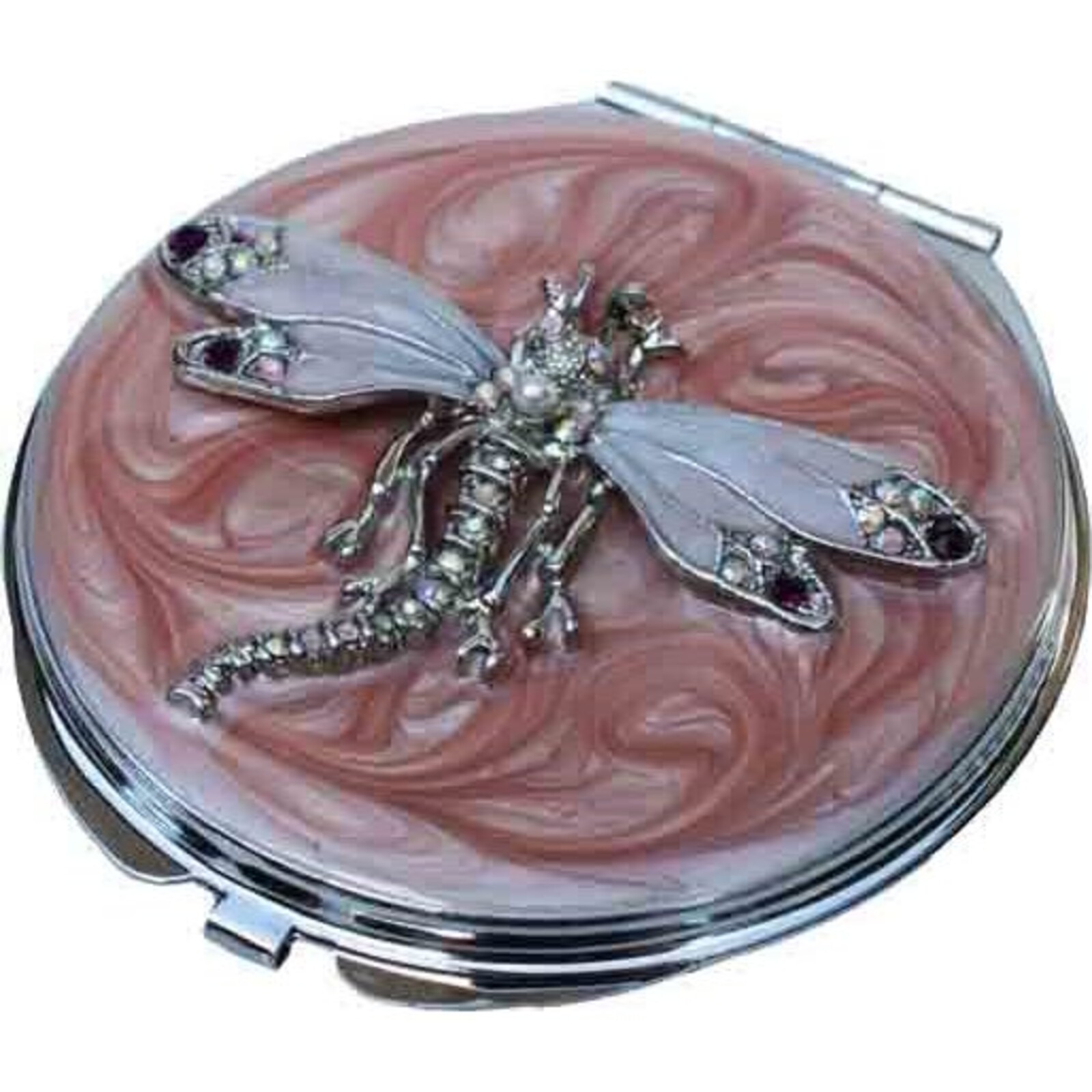 Mirror Compact Pink Dragonfly