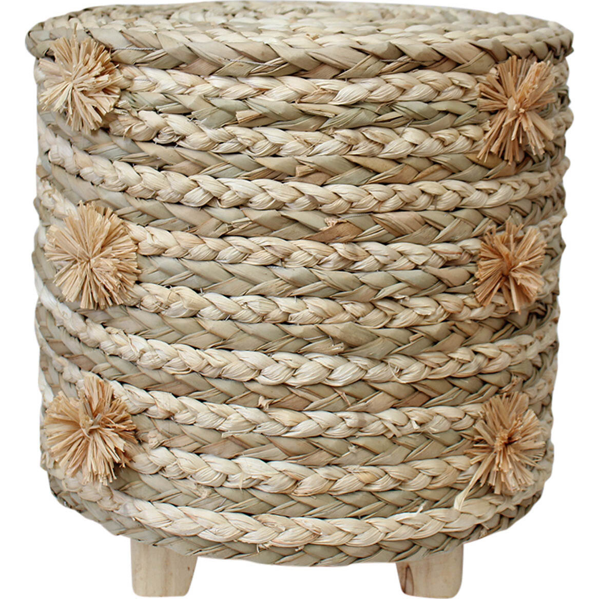 Woven  Tub Stool PomPom