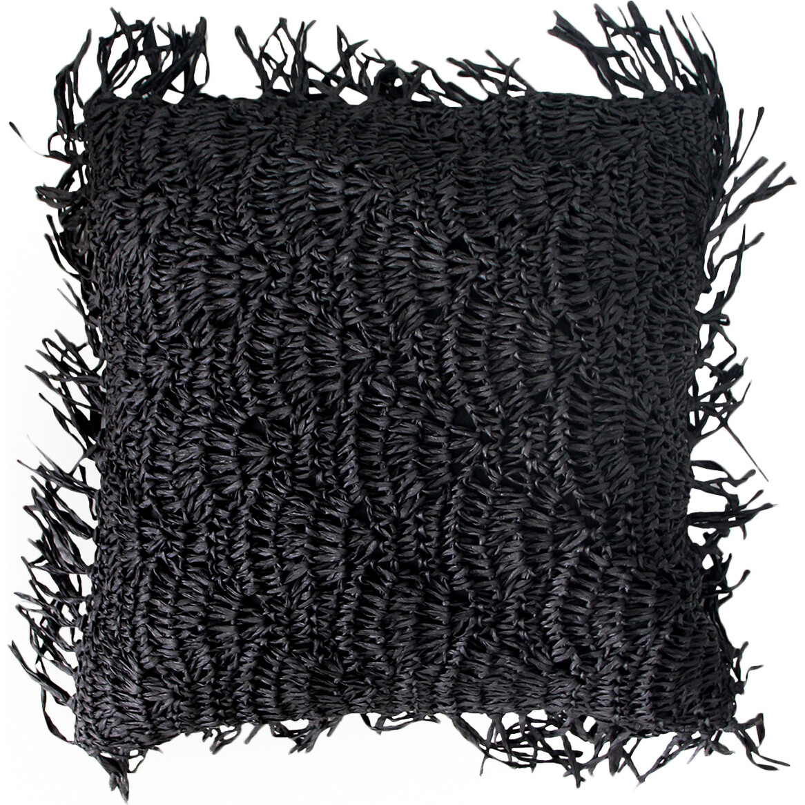 Woven Cushion Fringe Ebony