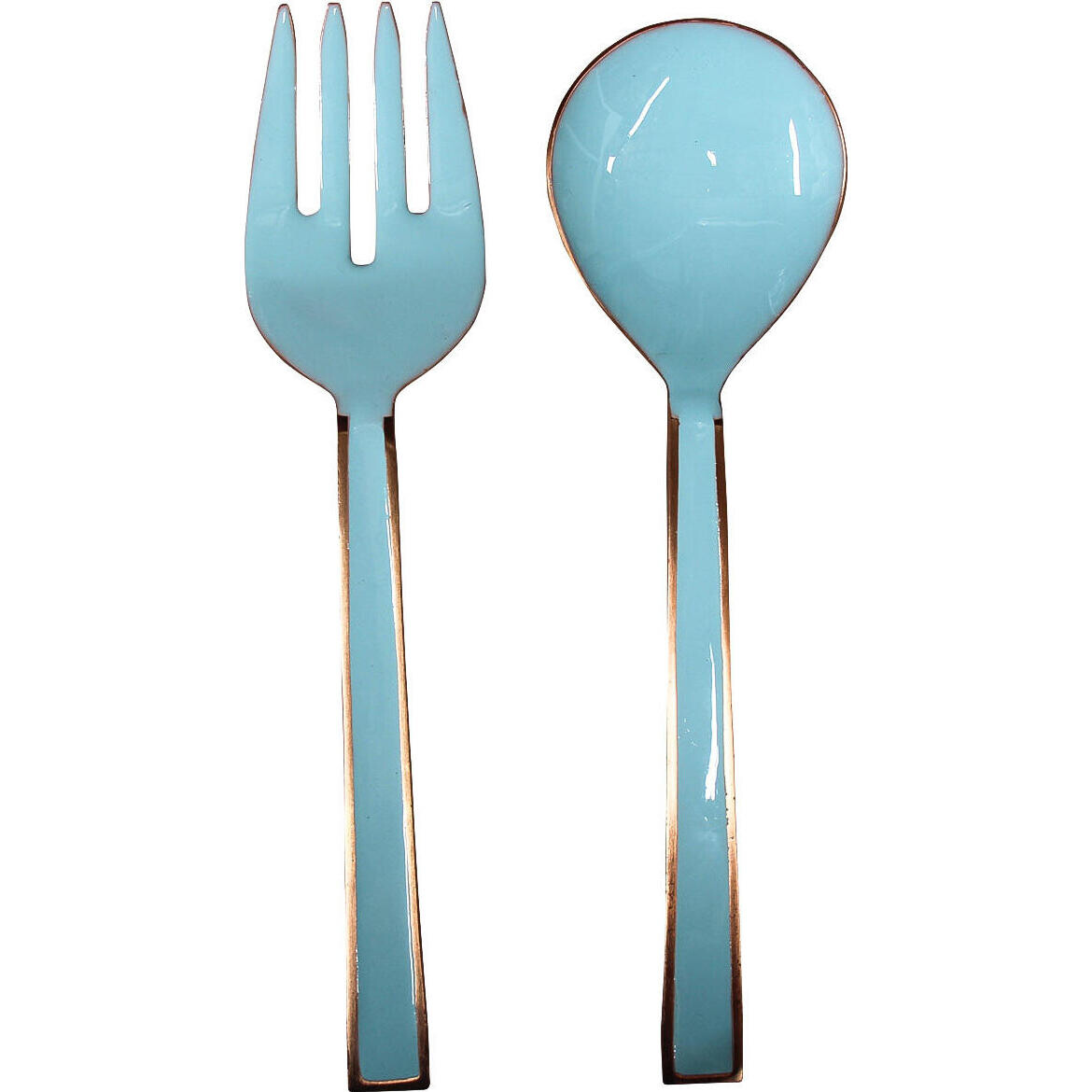 Salad Servers Aqua/ Rose Gold