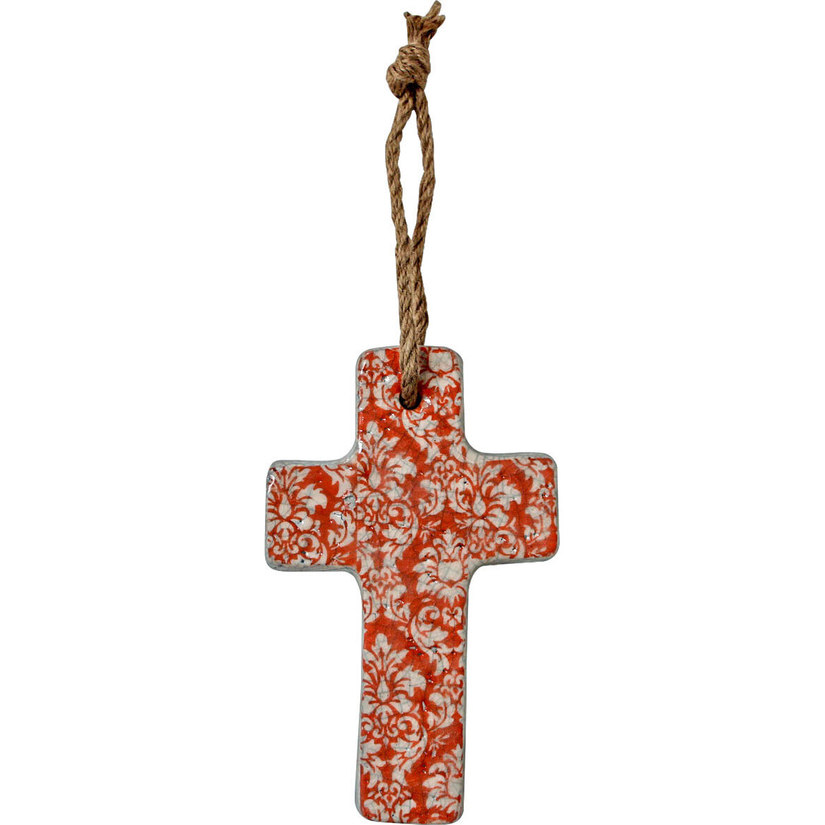 Hanging Cross Baroque Coral