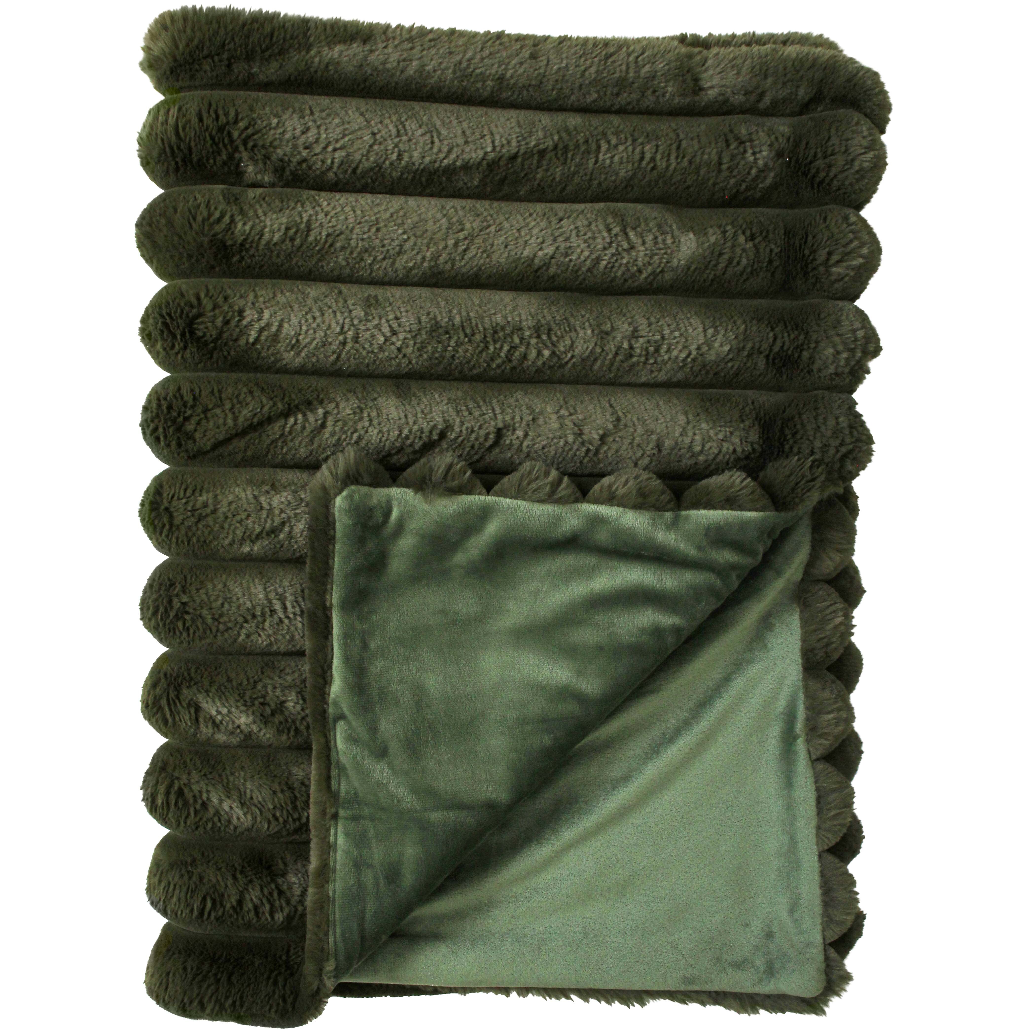 Throw Puffer Faux Fur Moss