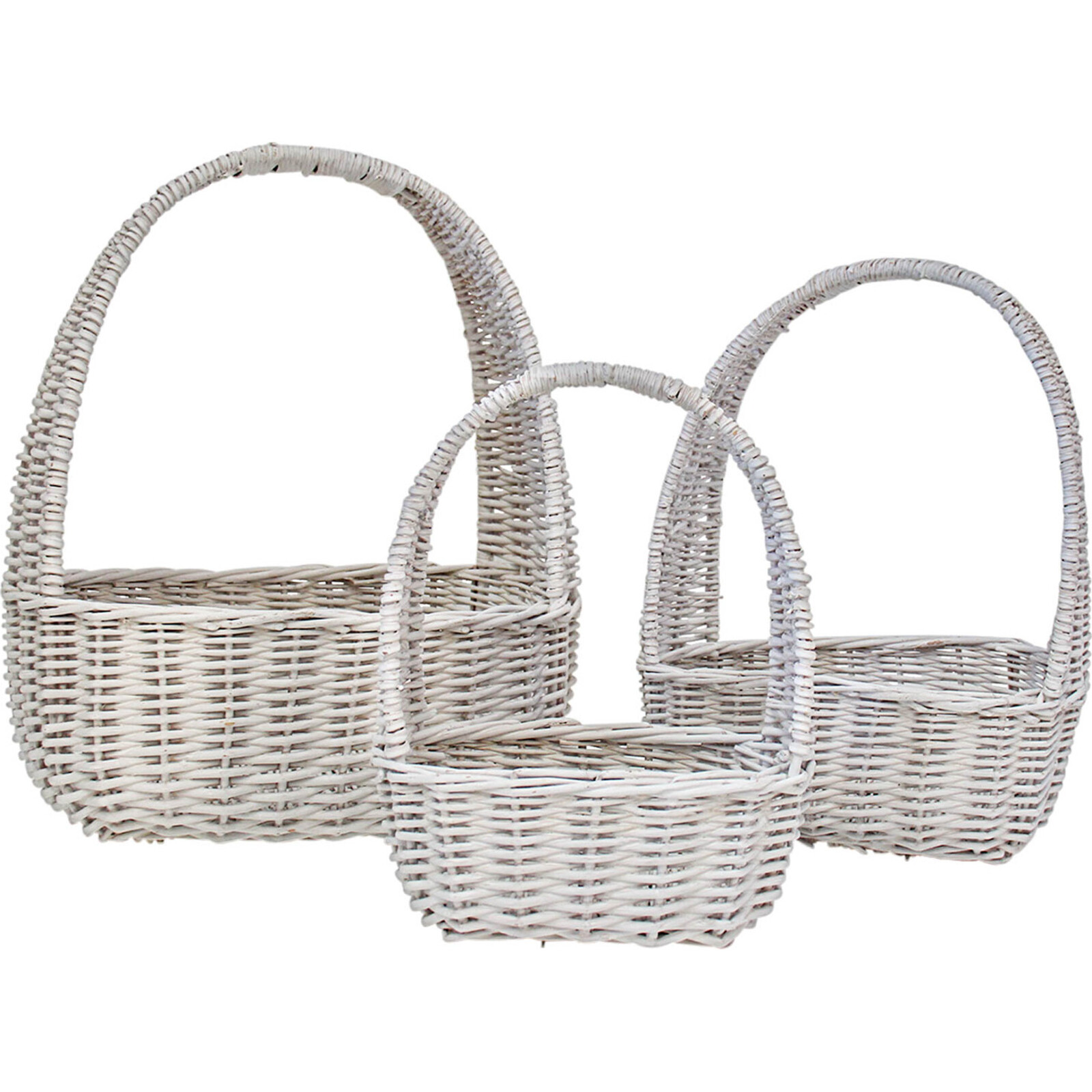 Basket Wide Handle S/3 White