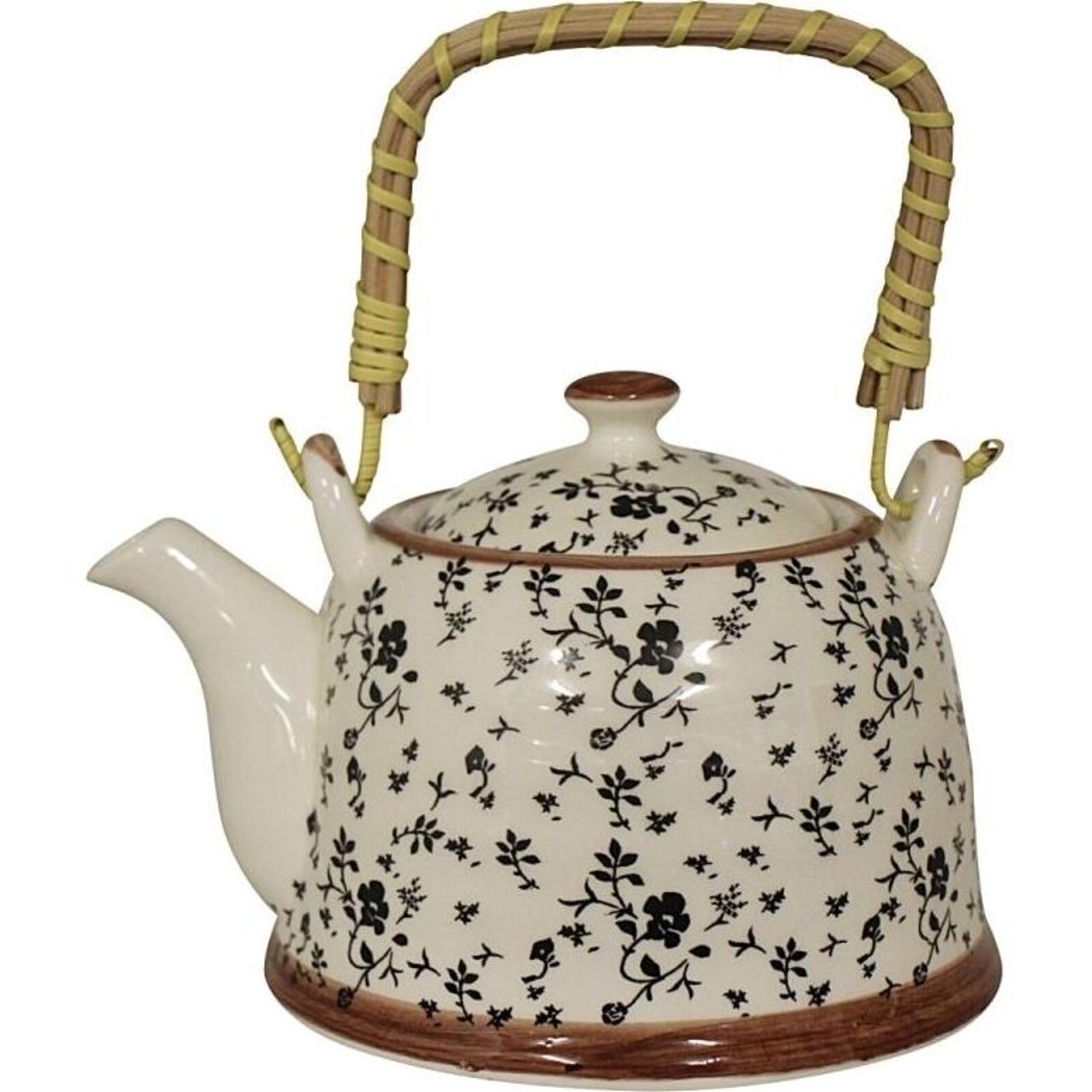 Teapot Black Flower