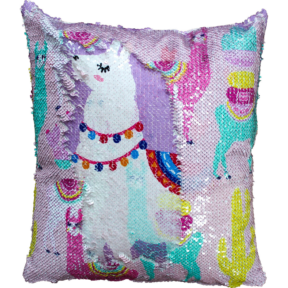 Cushion Sequin Llama Pink