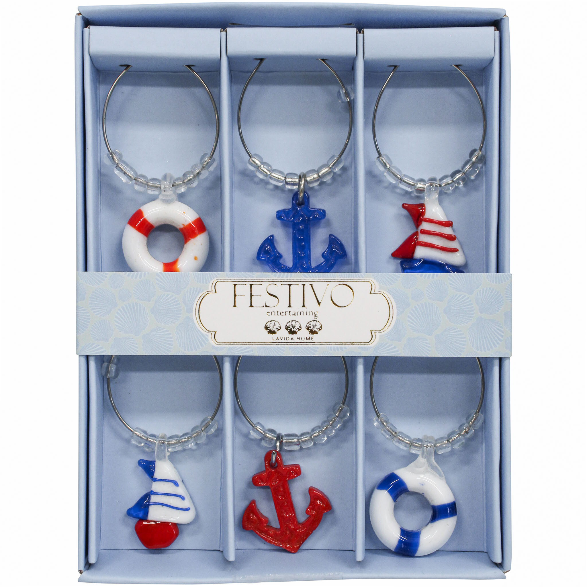 Wine Charms Nautical S/6