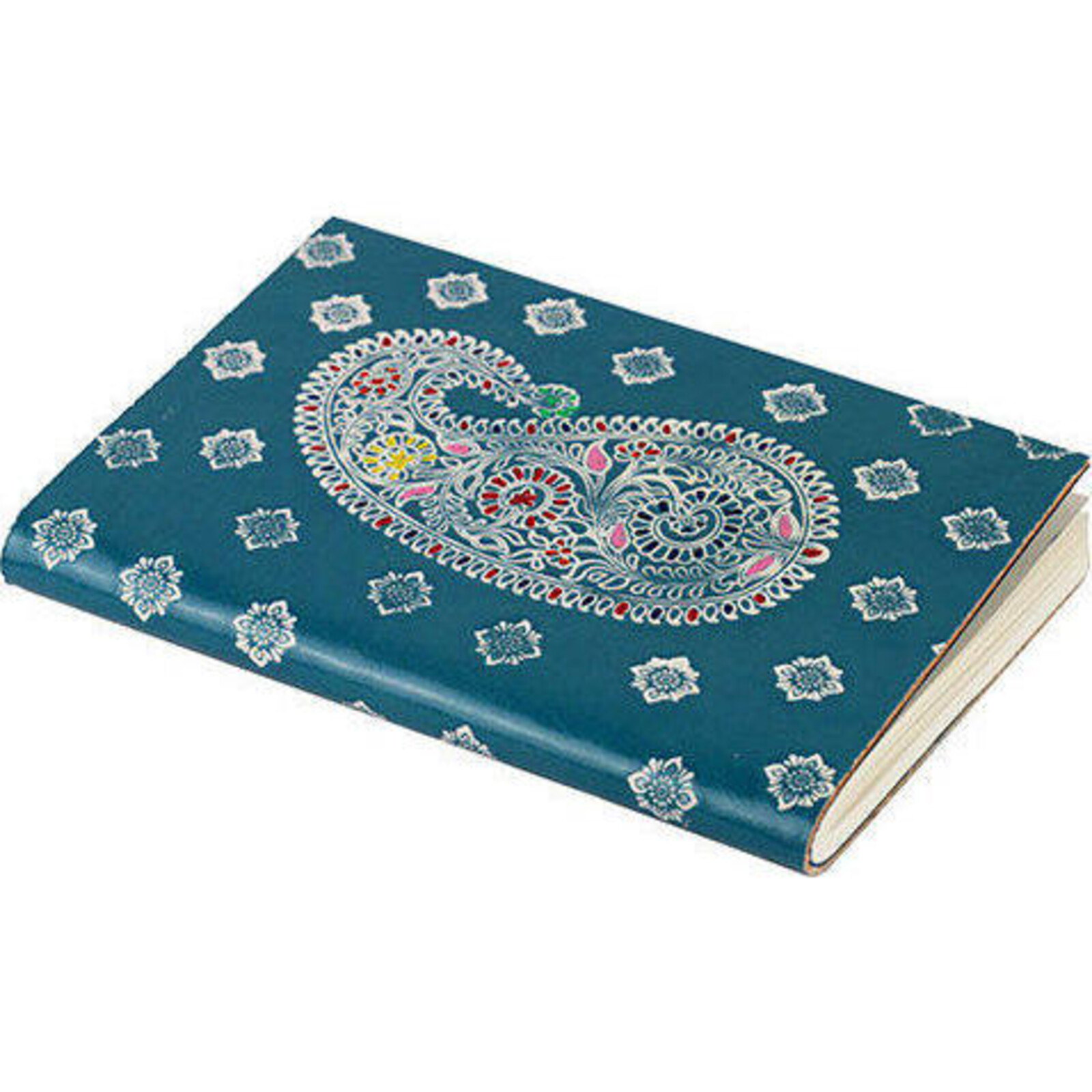 Leather Notebook Paisley Stamp Blue