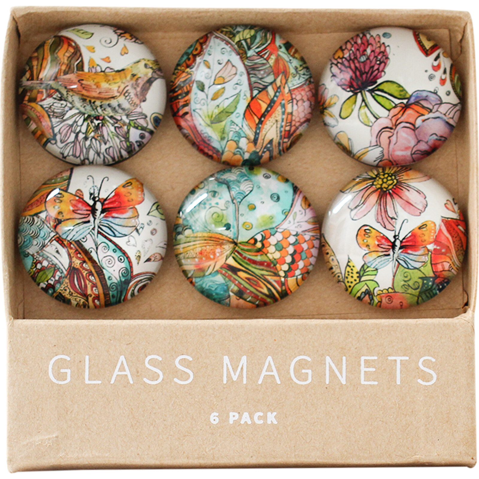 Glass Magnets Boho Paisley S/6