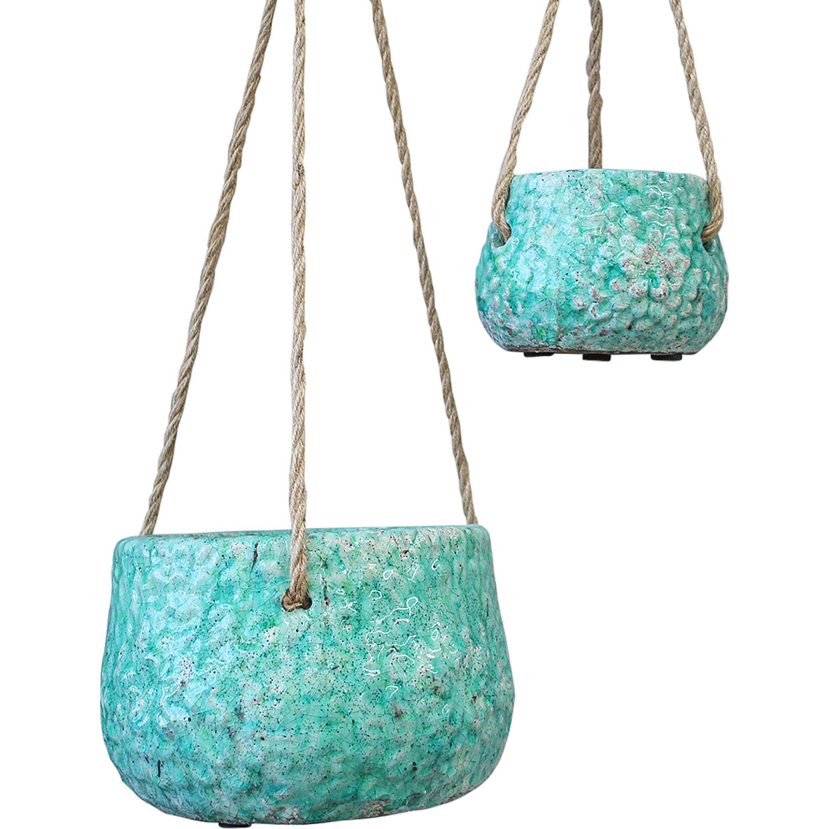 Hanging Pot S/2 Flower Aqua