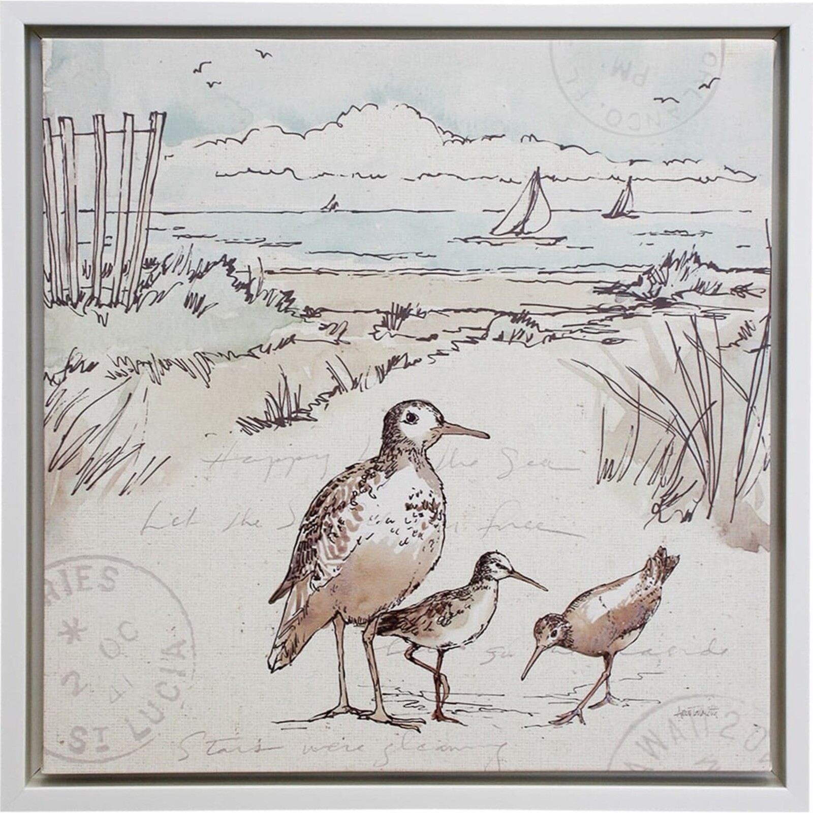 Framed Canvas Sandpipers 2