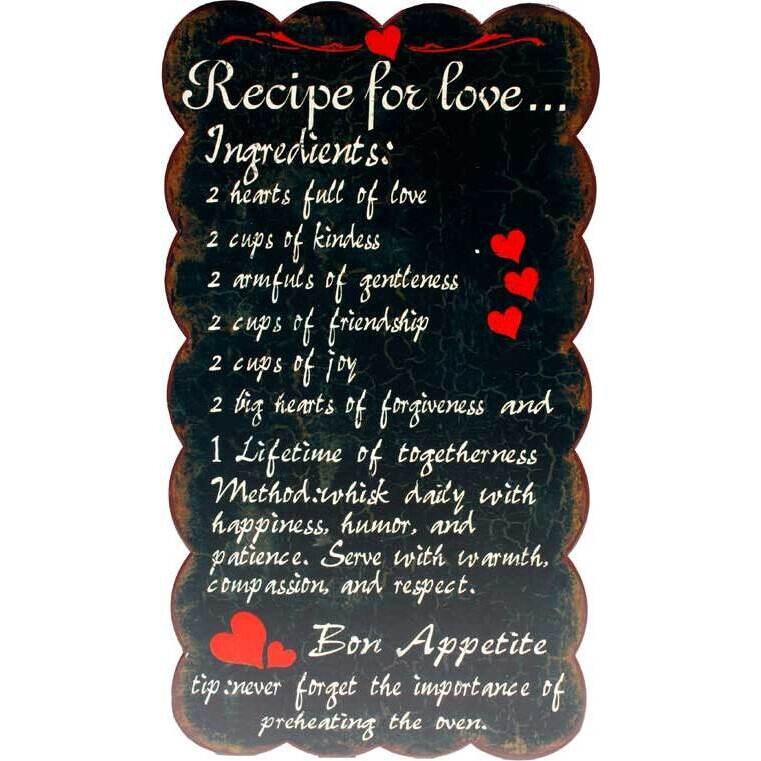 Tin Sign - Recipe for Love