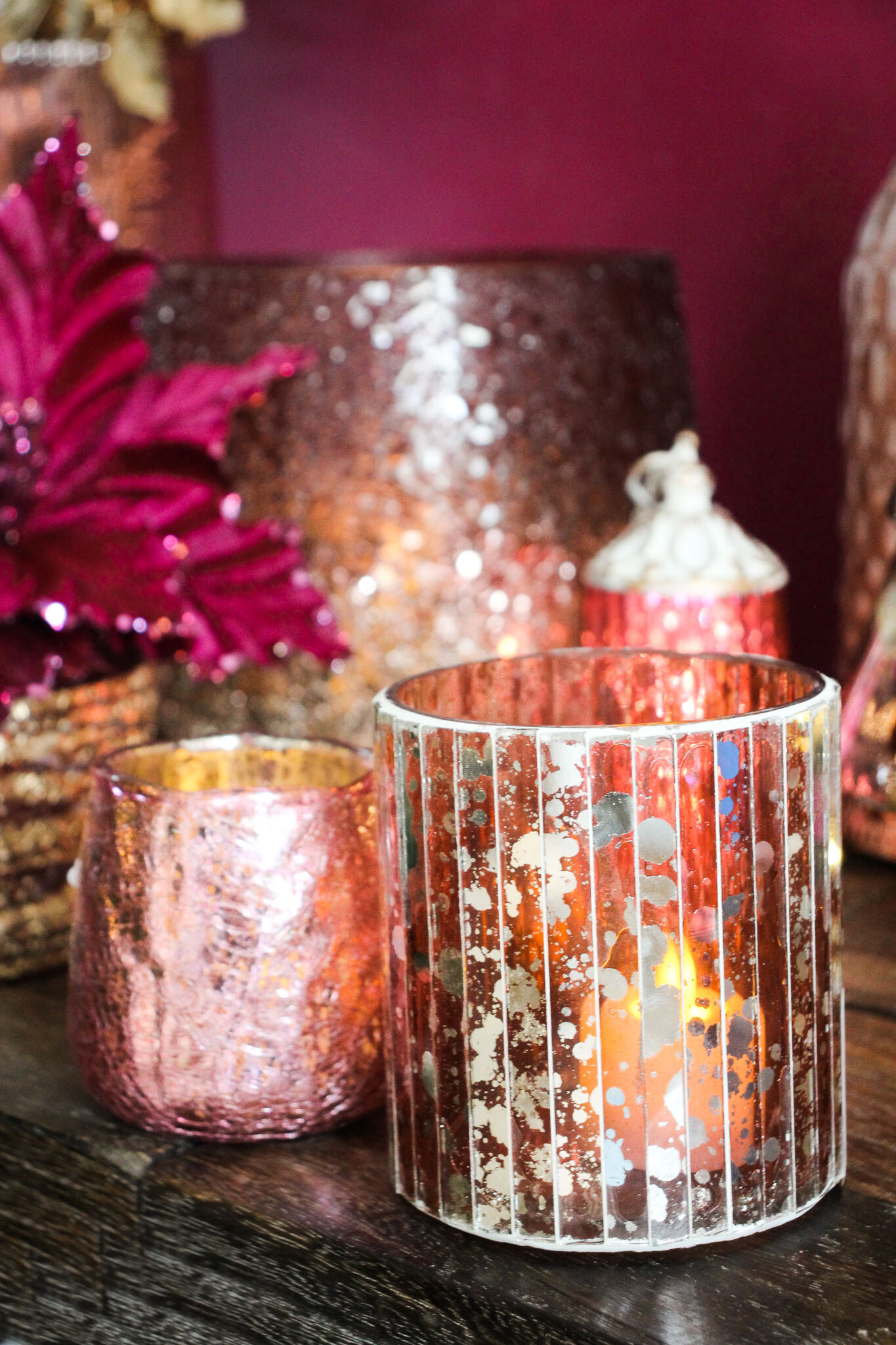 Votive Mosaic Cranberry