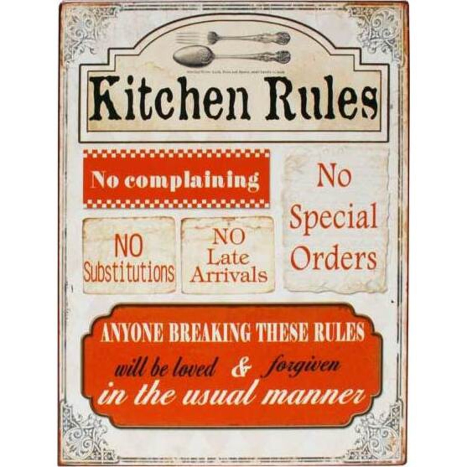 Tin Sign - Kitchen Rules