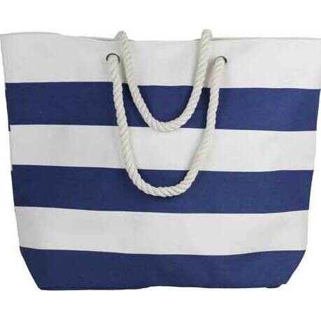 Beach Bag Navy  Striped Canvas