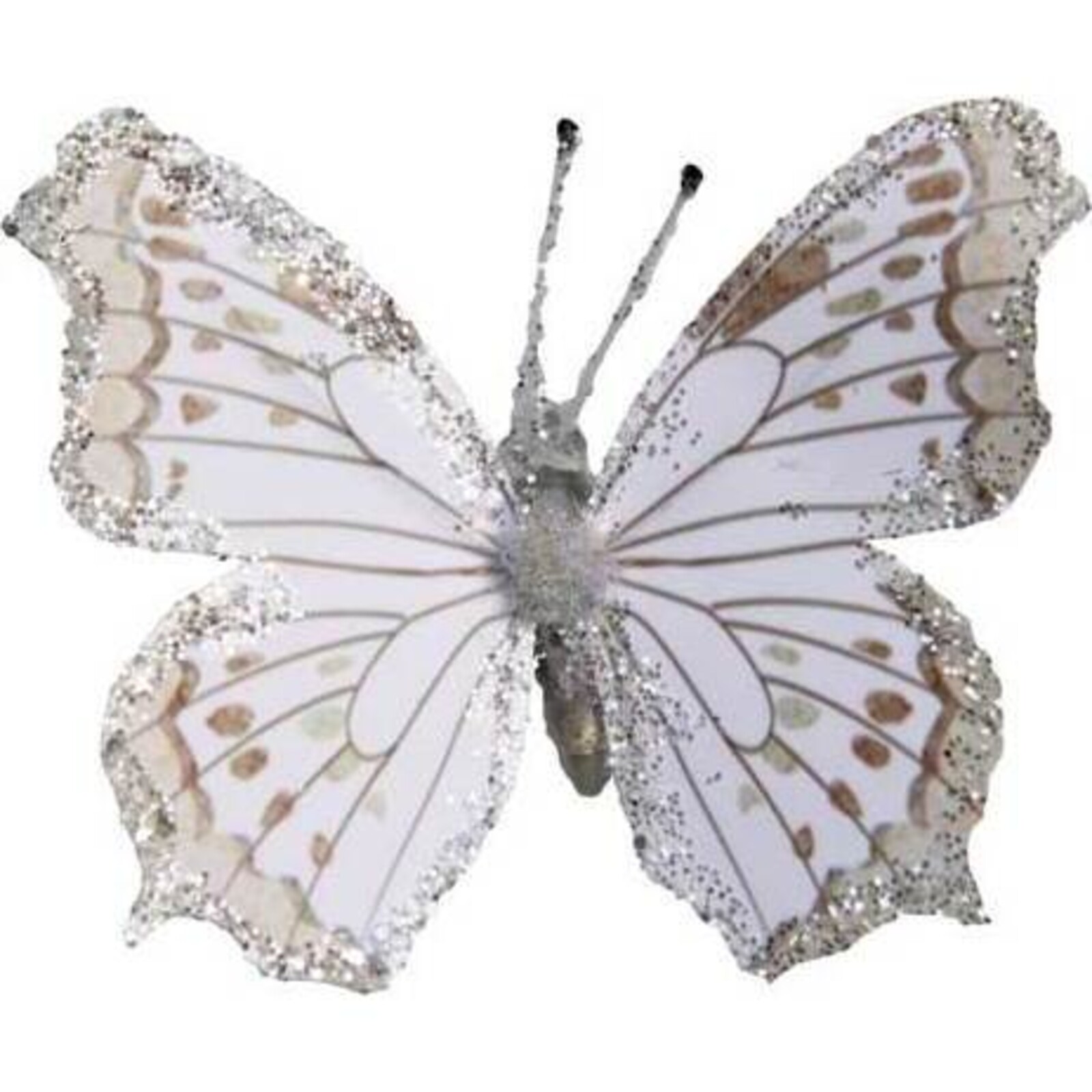 Glitter Butterfly - White Grey Dot set 6