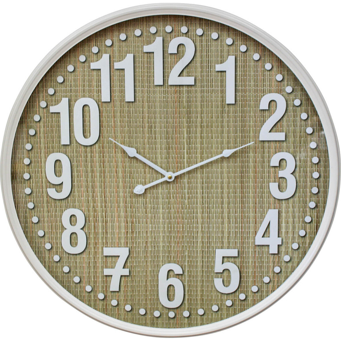 Clock Bamboo White Framed