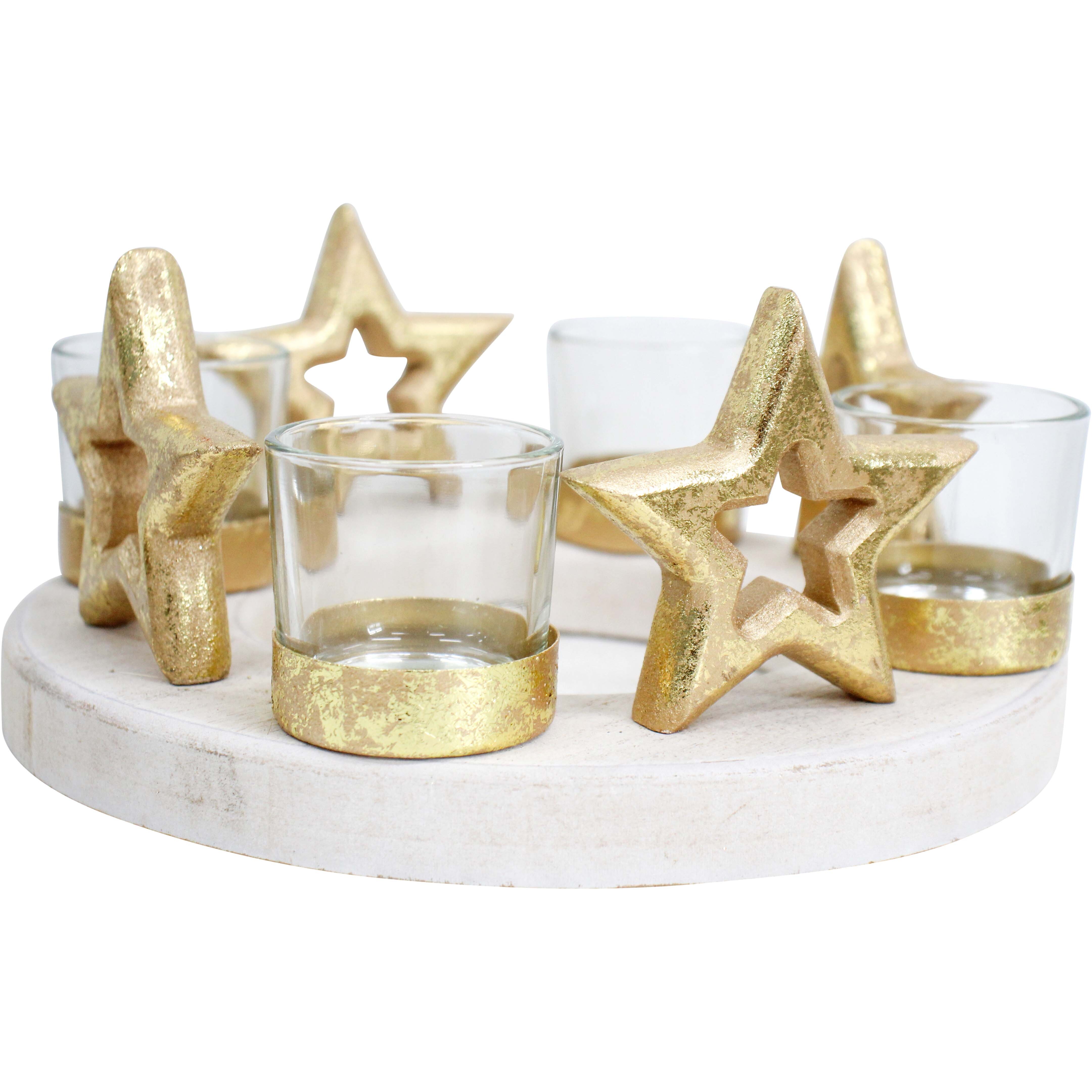 Wooden 4 Star T/Light Holder Med