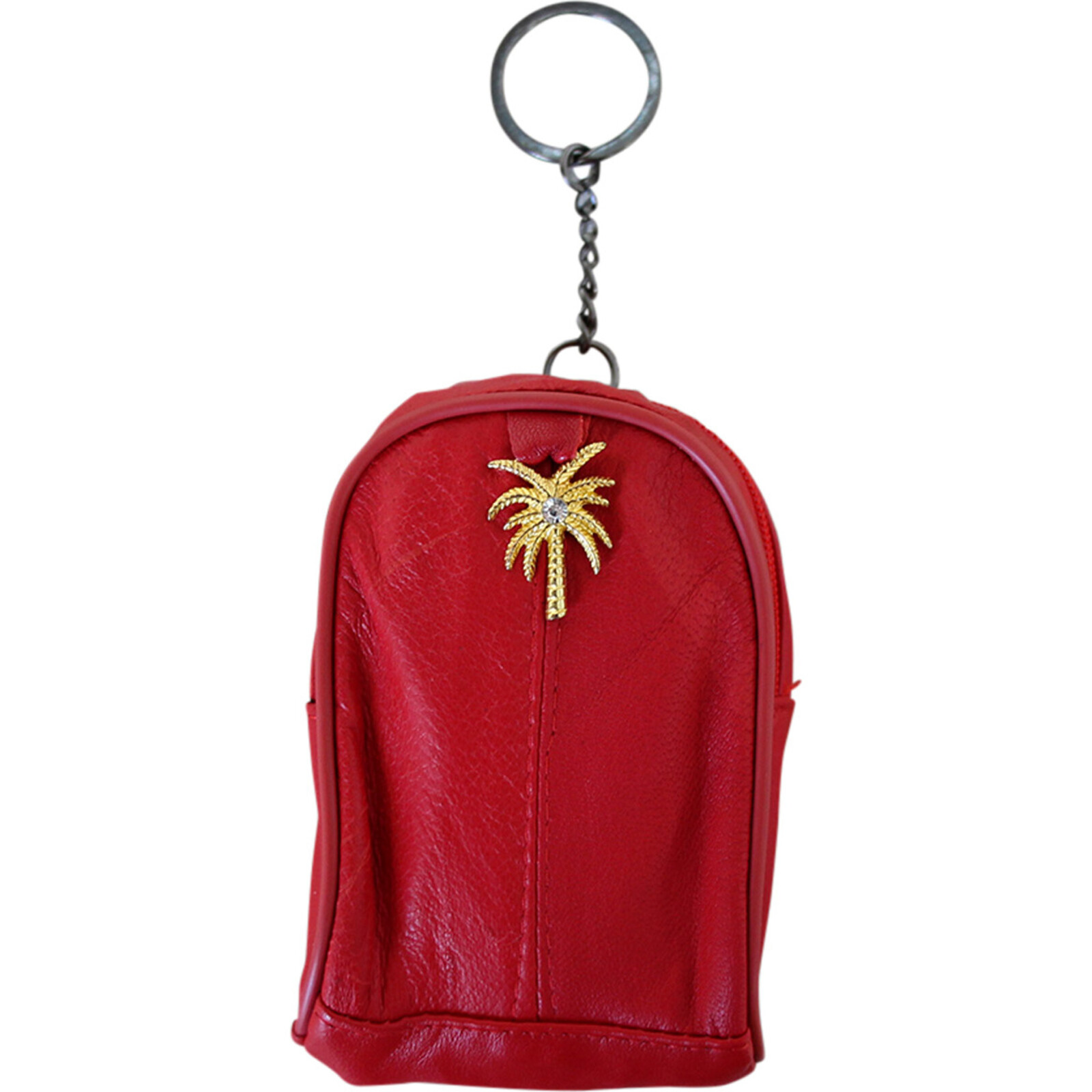 Reusable Shopping Bag Kit in Leather Palm Purse Red