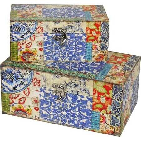 Boxes Patchwork Colour S/2