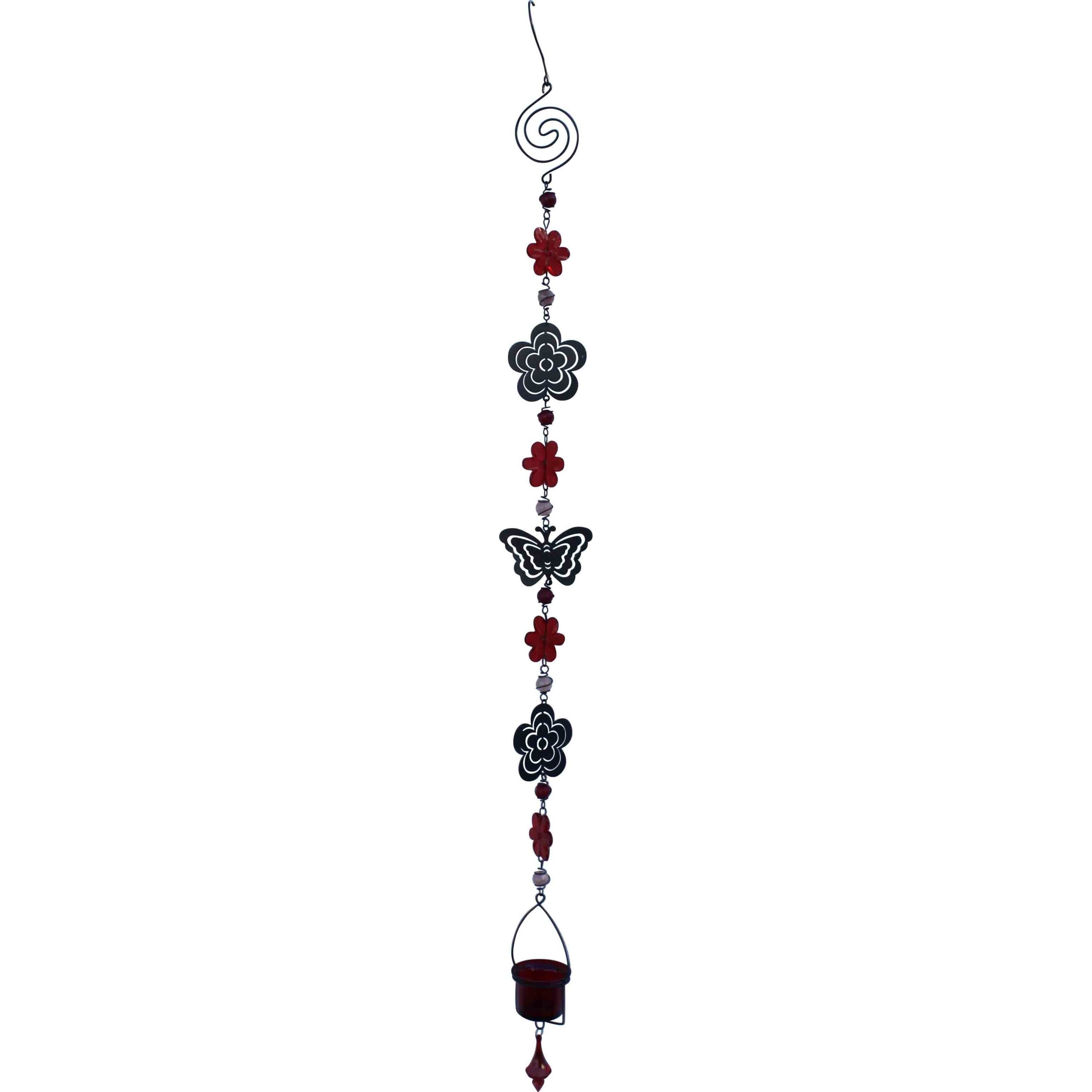 Hanging Votive - Red Flowers