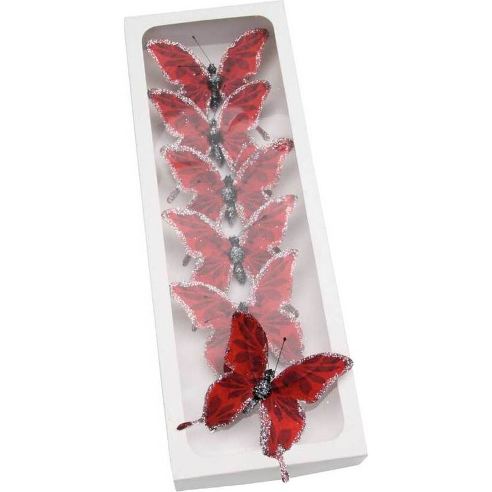Glitter Butterfly Small - Dark Red set 6 