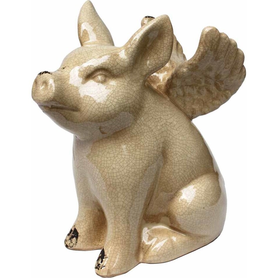 Ceramic Winged Pig -Cream