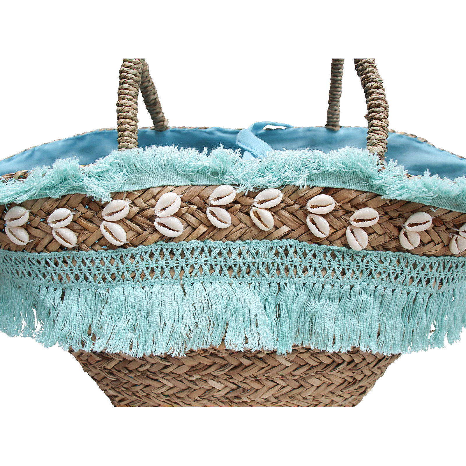 Market Bag Fringe Aqua