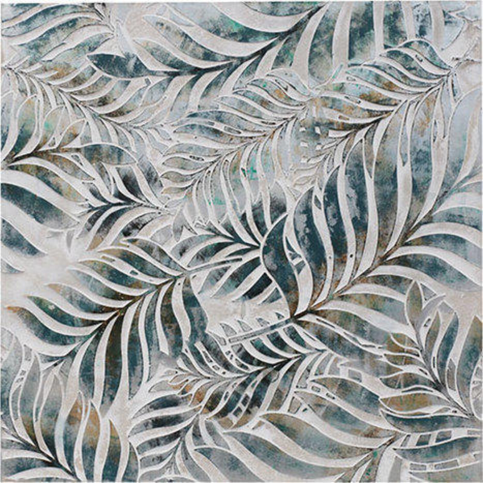 Oil Painting Leaves in Blue