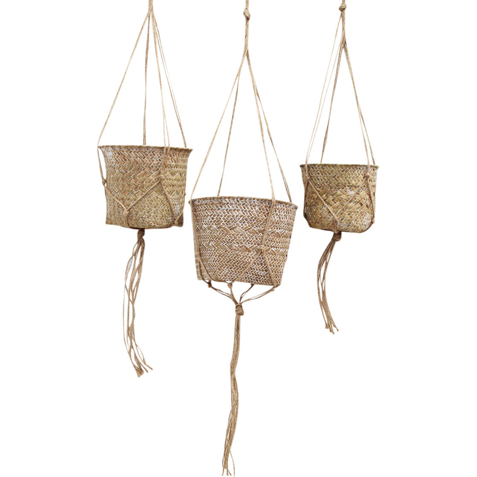 Woven Basket Rope Hanger S/3