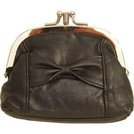 Leather Purse Bow Black