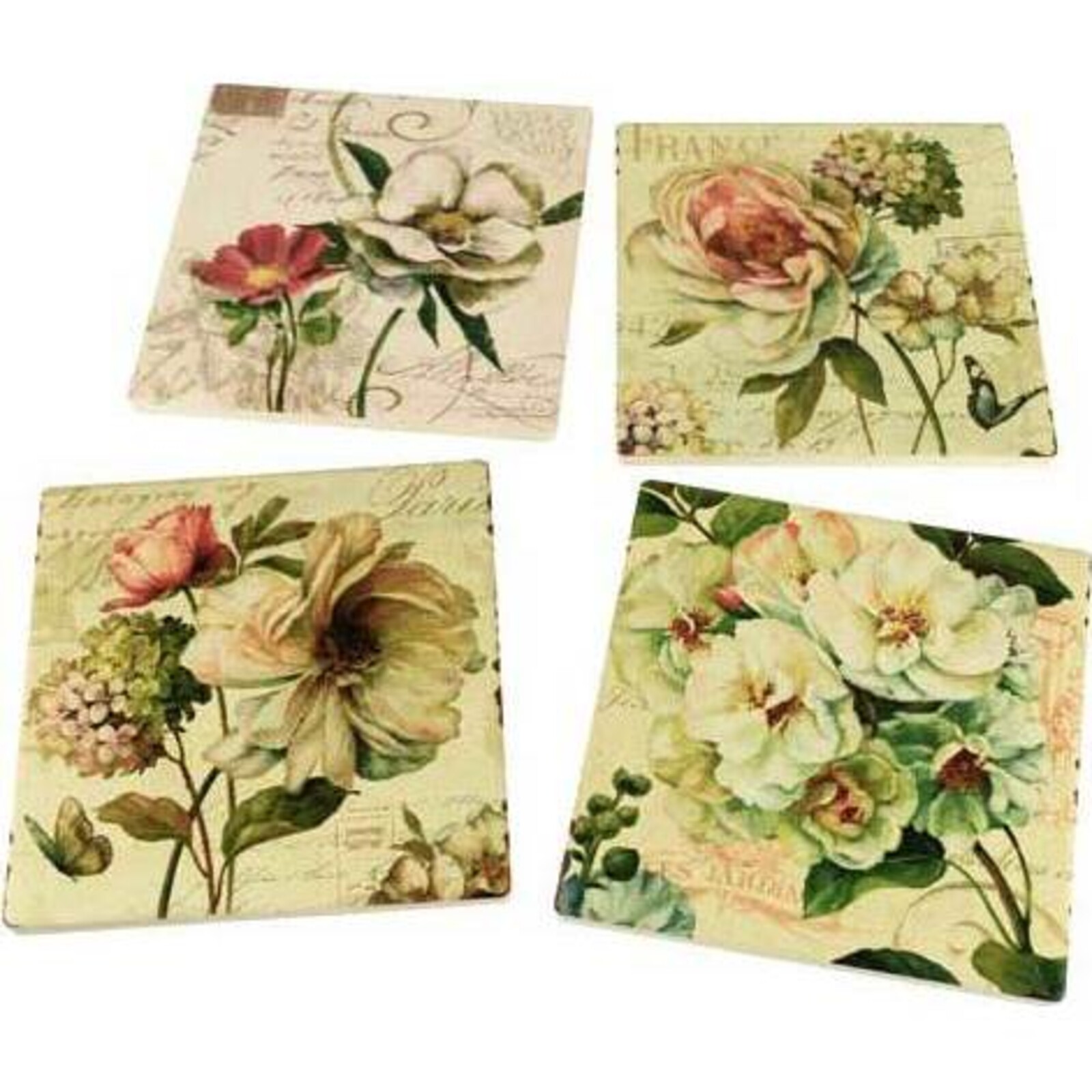 Coasters French Flowers S/4