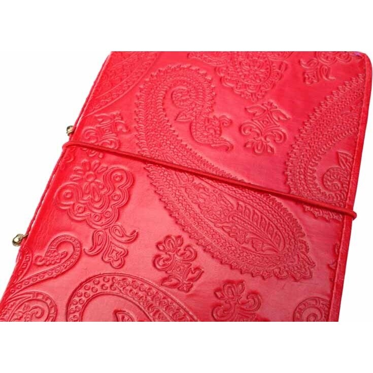 Red Leather Notebook Sellado Lrg