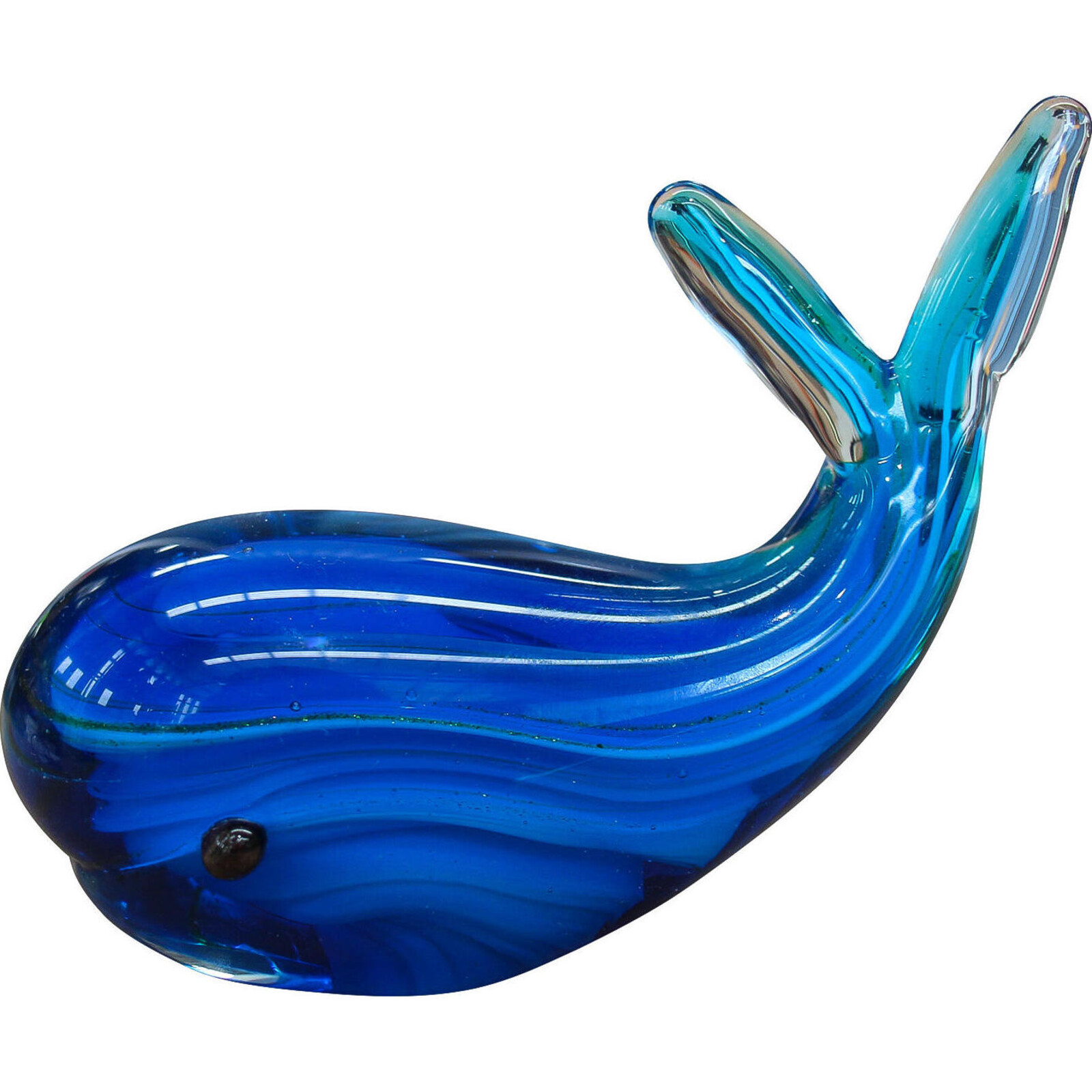 Glass Whale Blue Sml