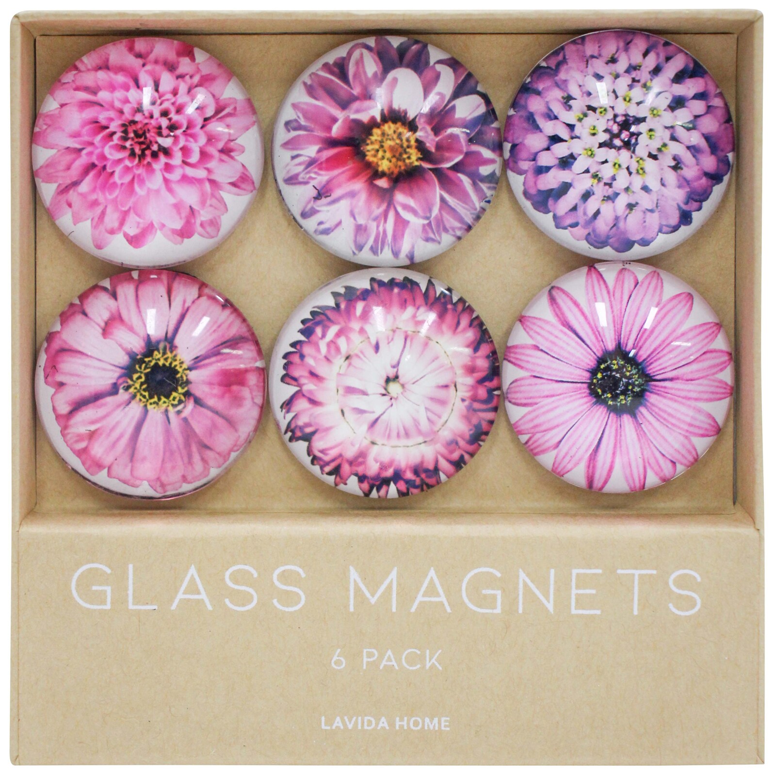 Glass Magnets S/6 Pretty in Pink