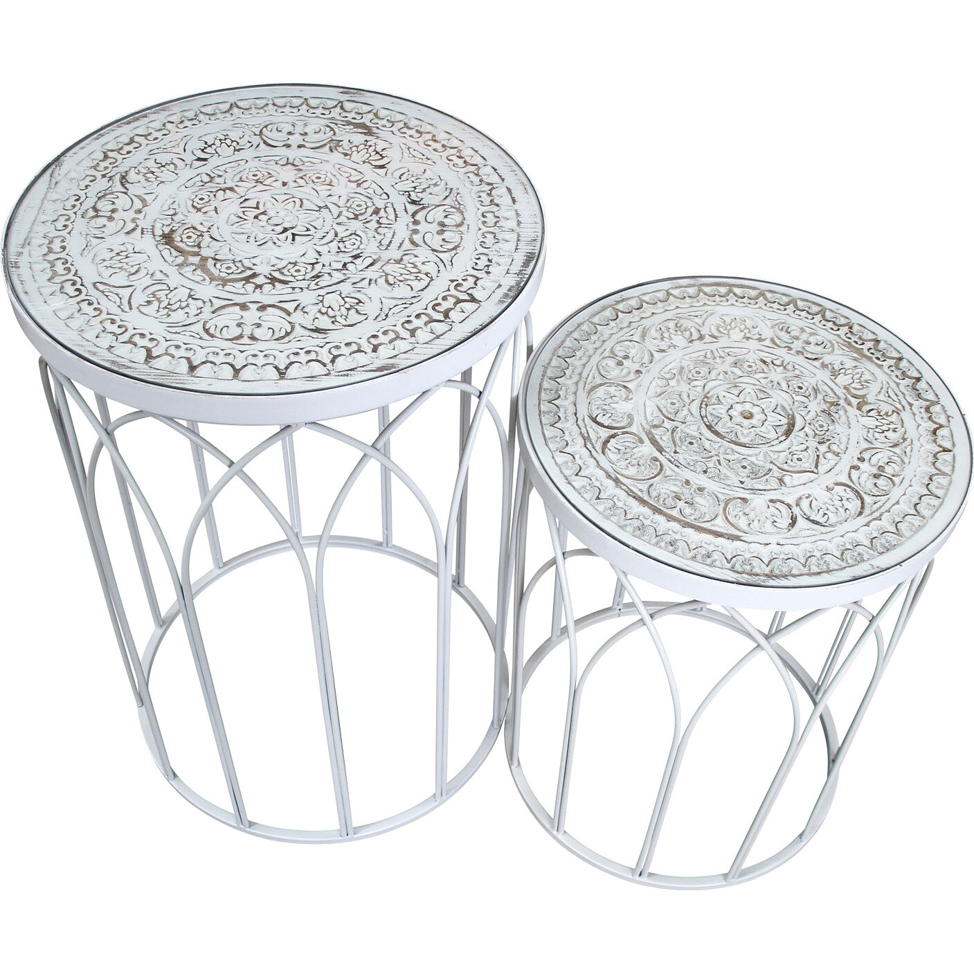 Side Tables White/White S/2