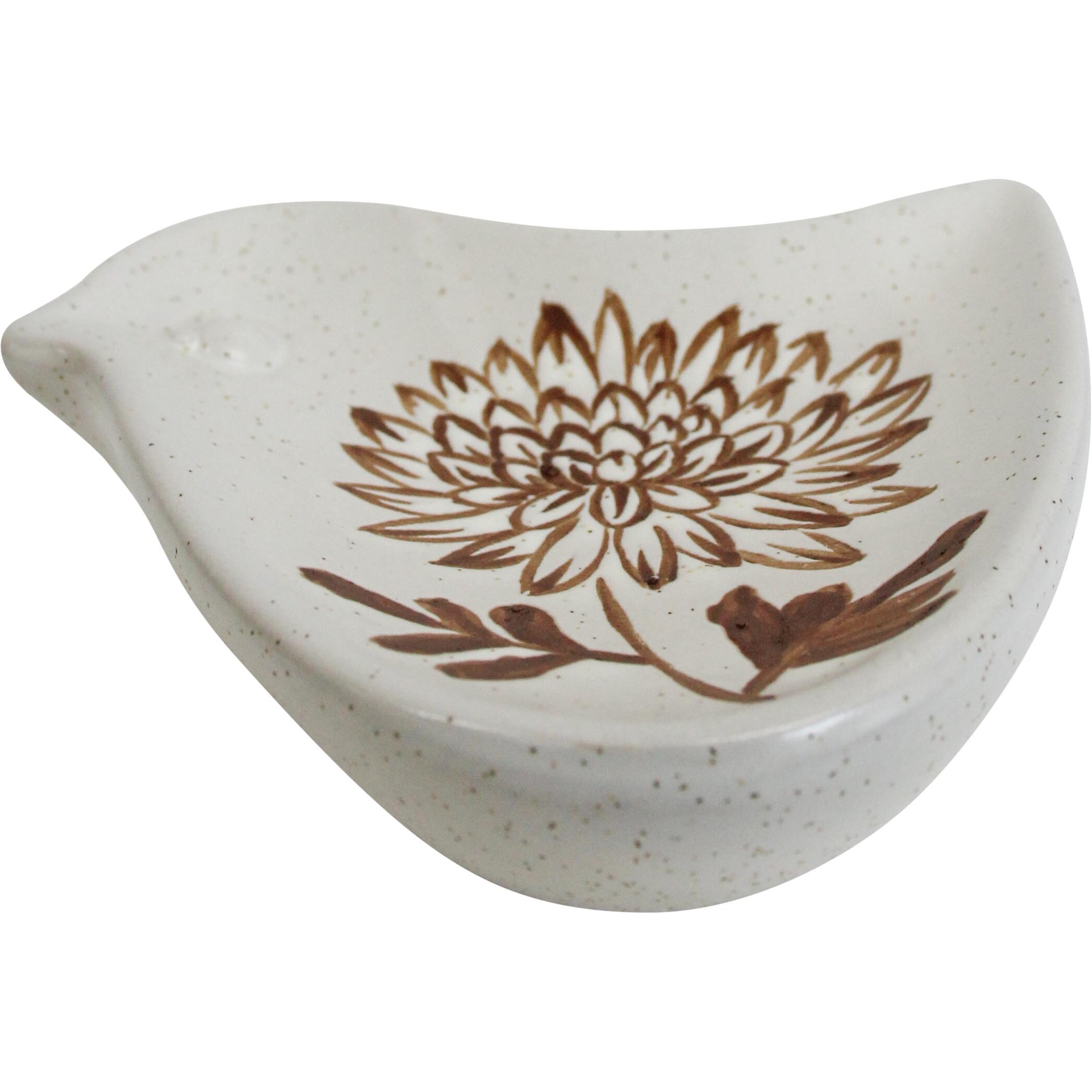 Folk Bird Dish Bloom Natural