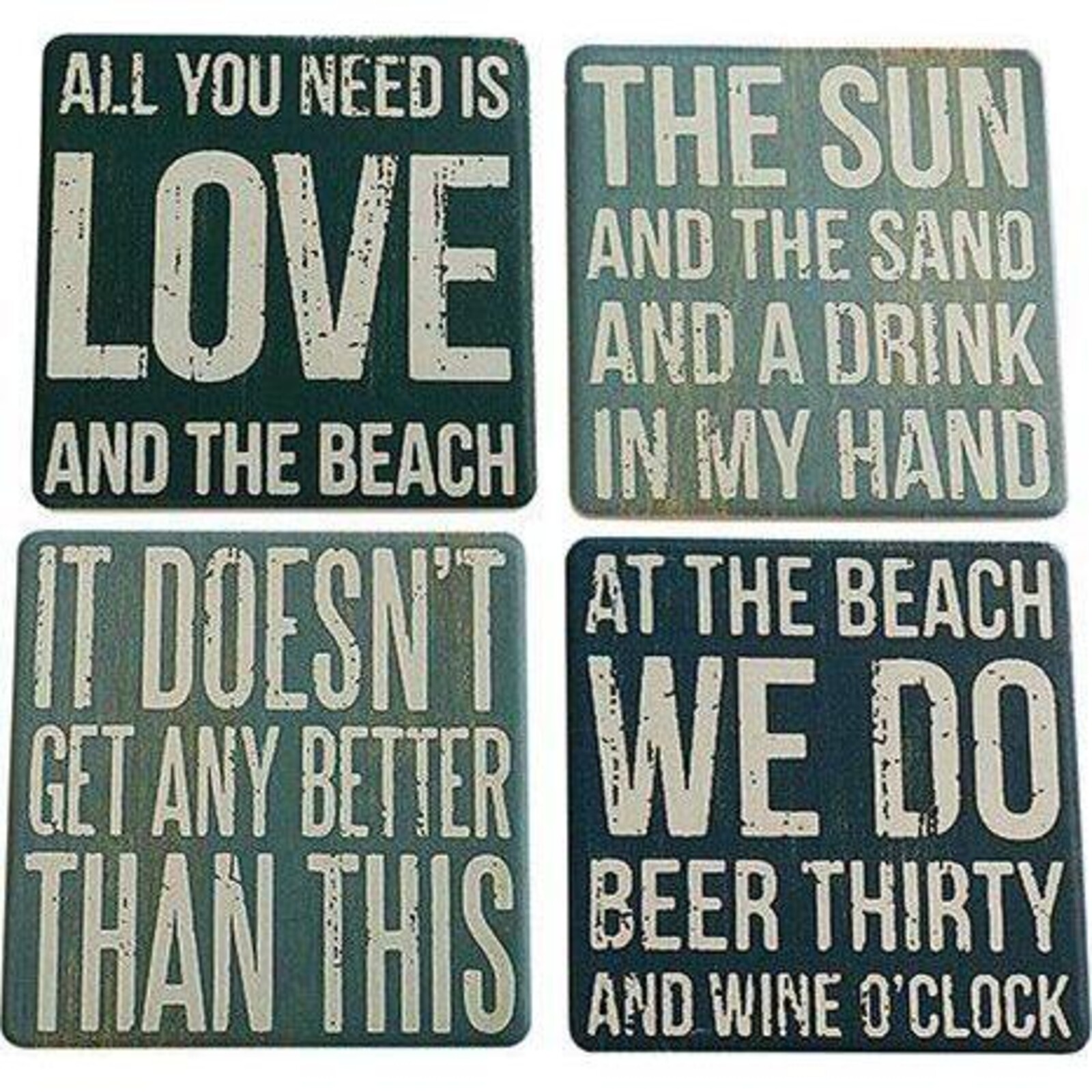 Coasters Blue Sayings S/4