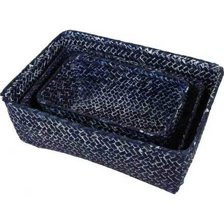 Woven Baskets Bluewash S/3