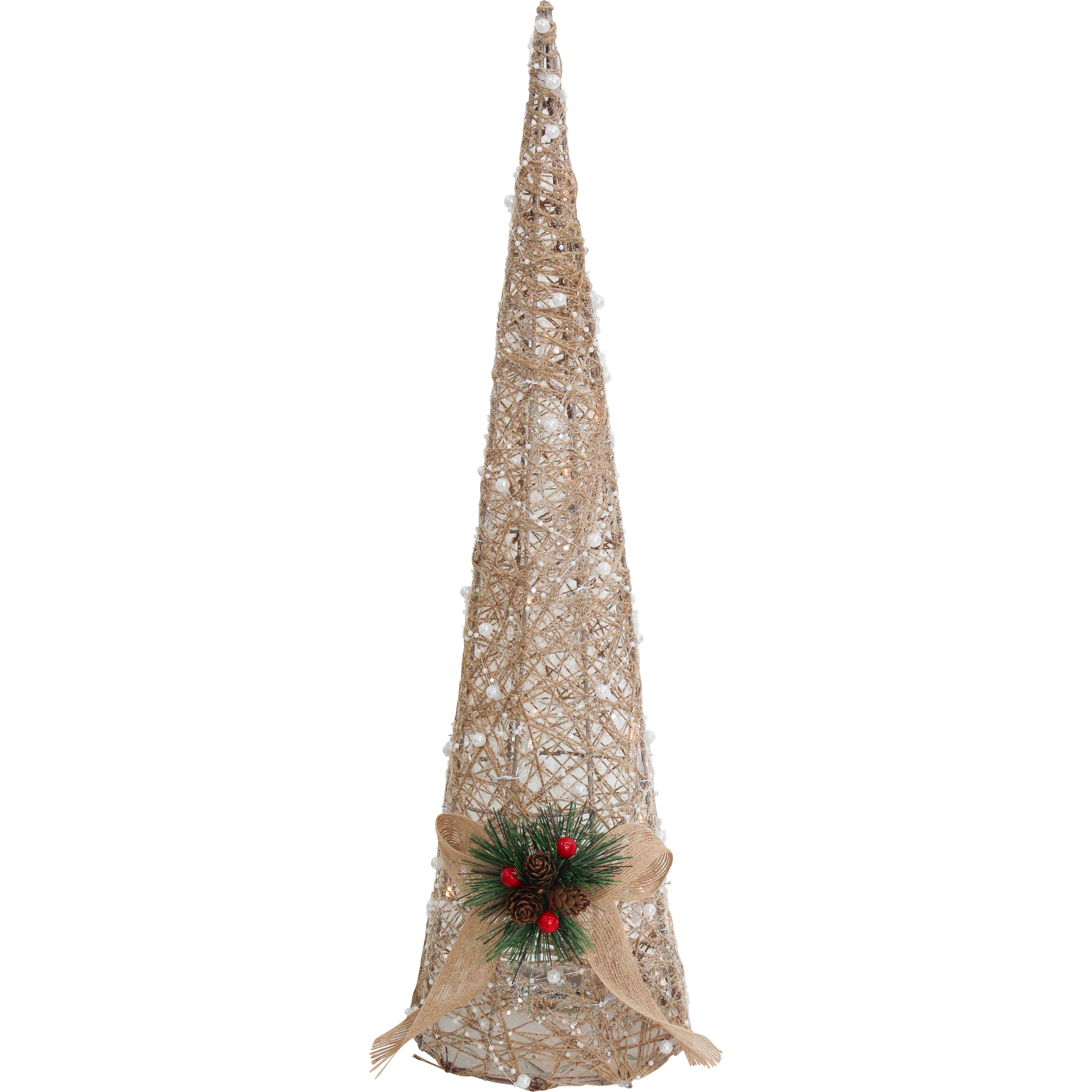 LED Xmas Cone Gold Pearl Tree Lrg